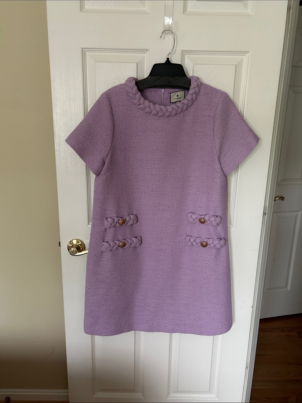 Tuckernuck Jackie Lavender Tweed Braided-Trim Knit Dress Sz L